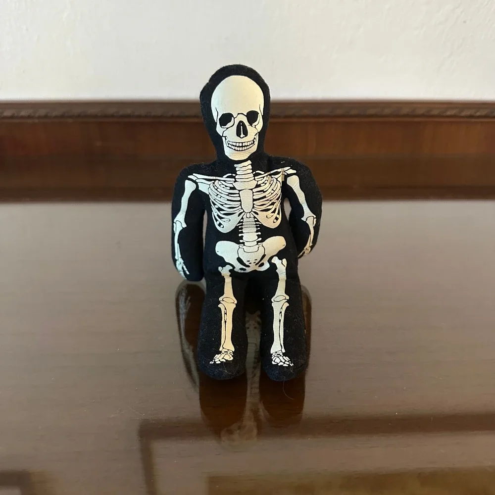 Beanie Boppers Bones Skeleton Cloth Doll Plush (24K 1997) Vintage RARE Halloween